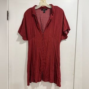 Forever 21 Red Polka Dot Button Front Dress